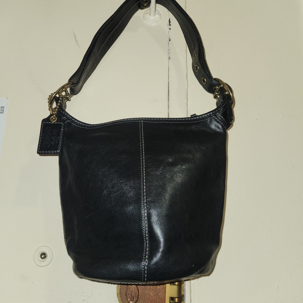 Coach Vintage Black Leather Hobo Bag